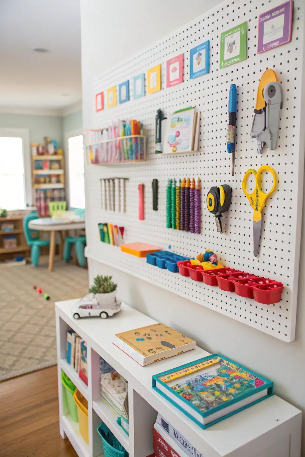 Pegboards: practical and versatile storage.