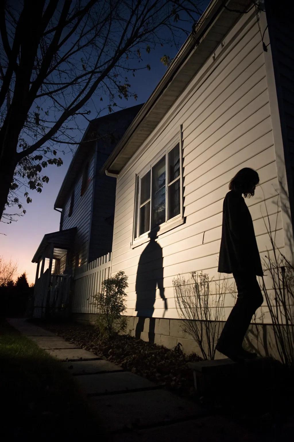 Sinister shadows casting haunting shadows during the night.