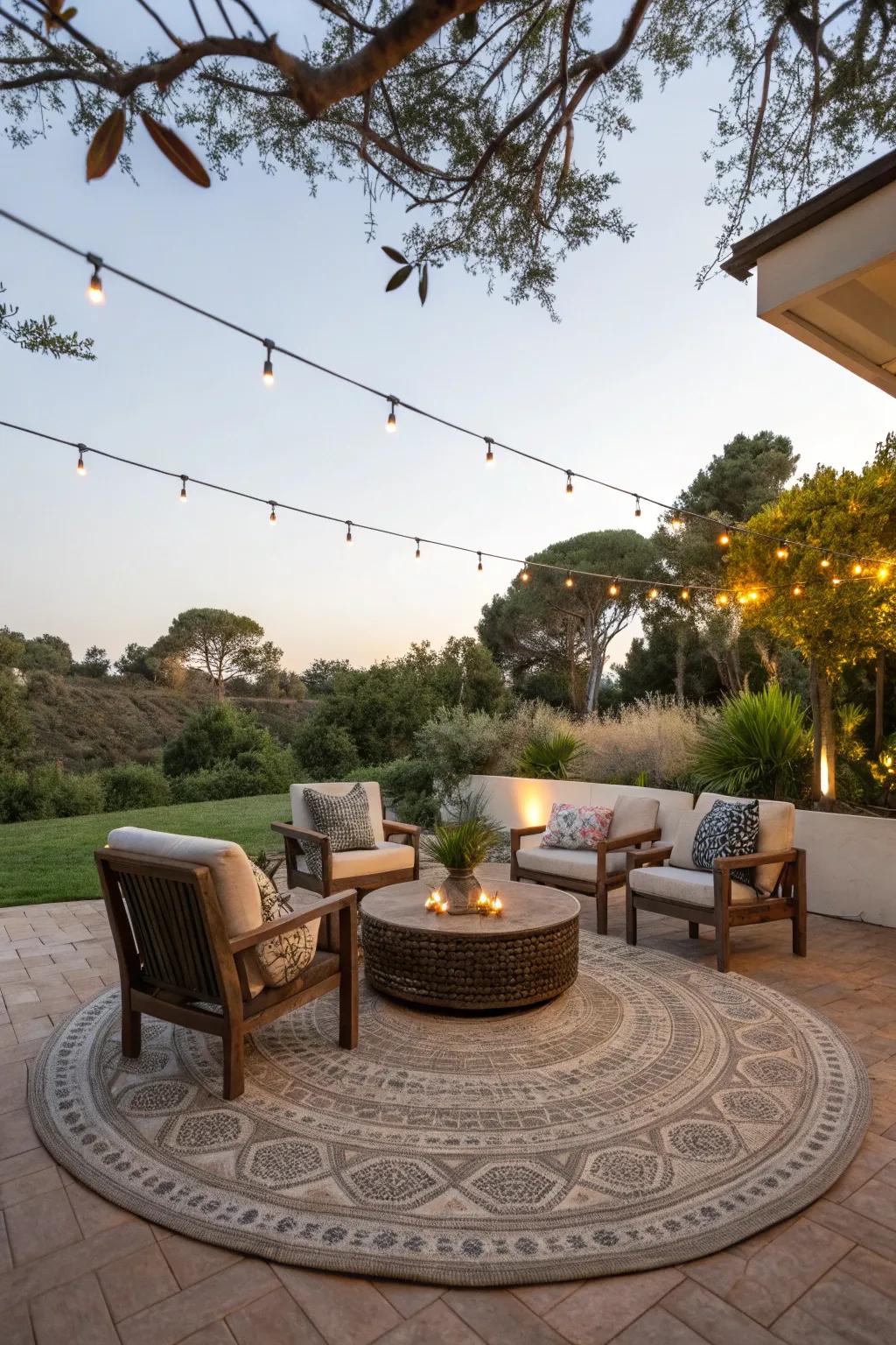 Bringing an eccentric touch using round rugs.