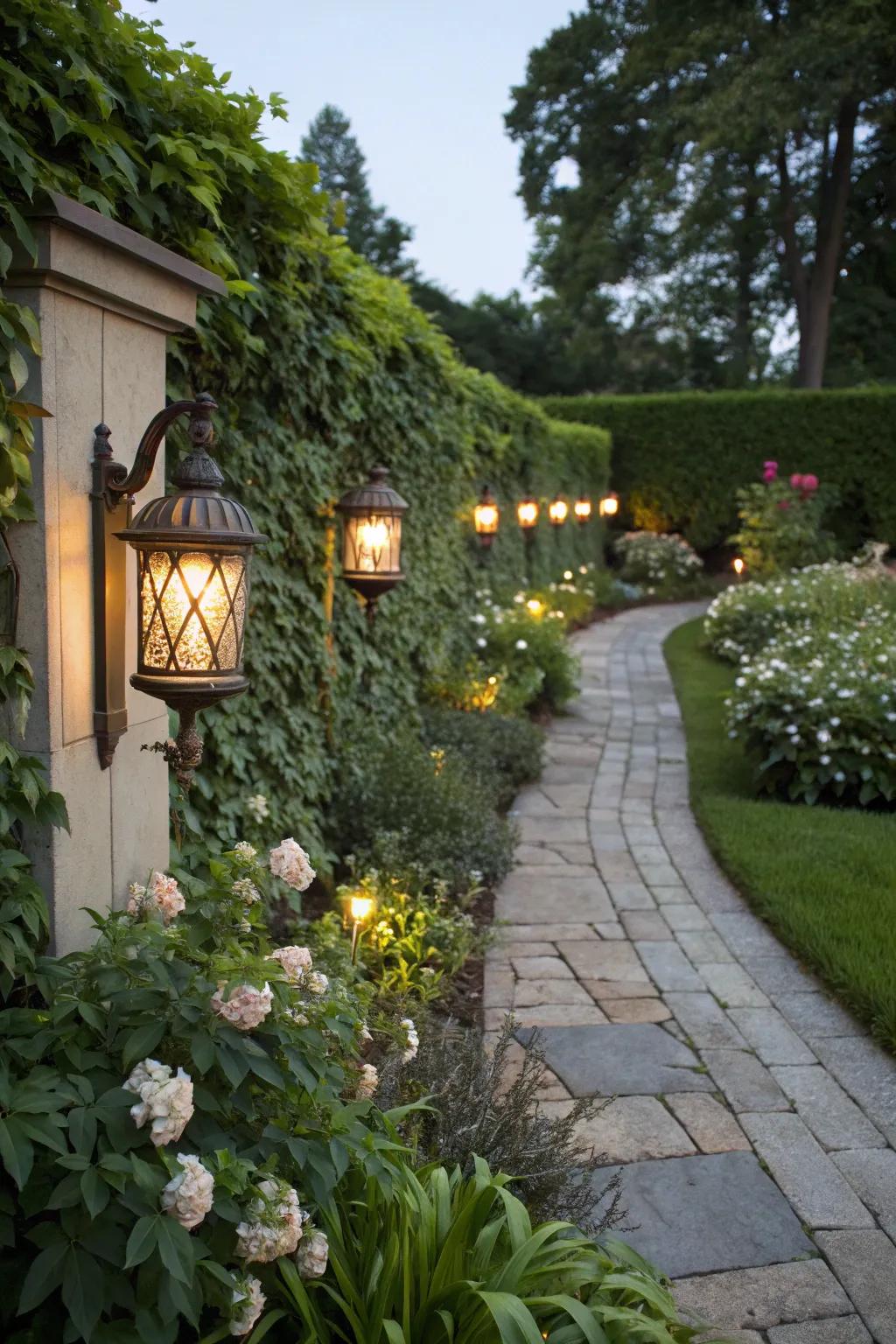 Charming wall lights light your way.