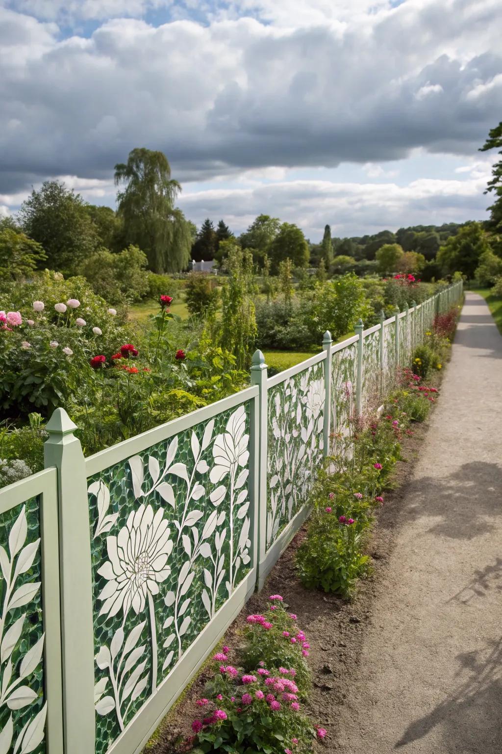 Botanical stencils introduce nature's details.