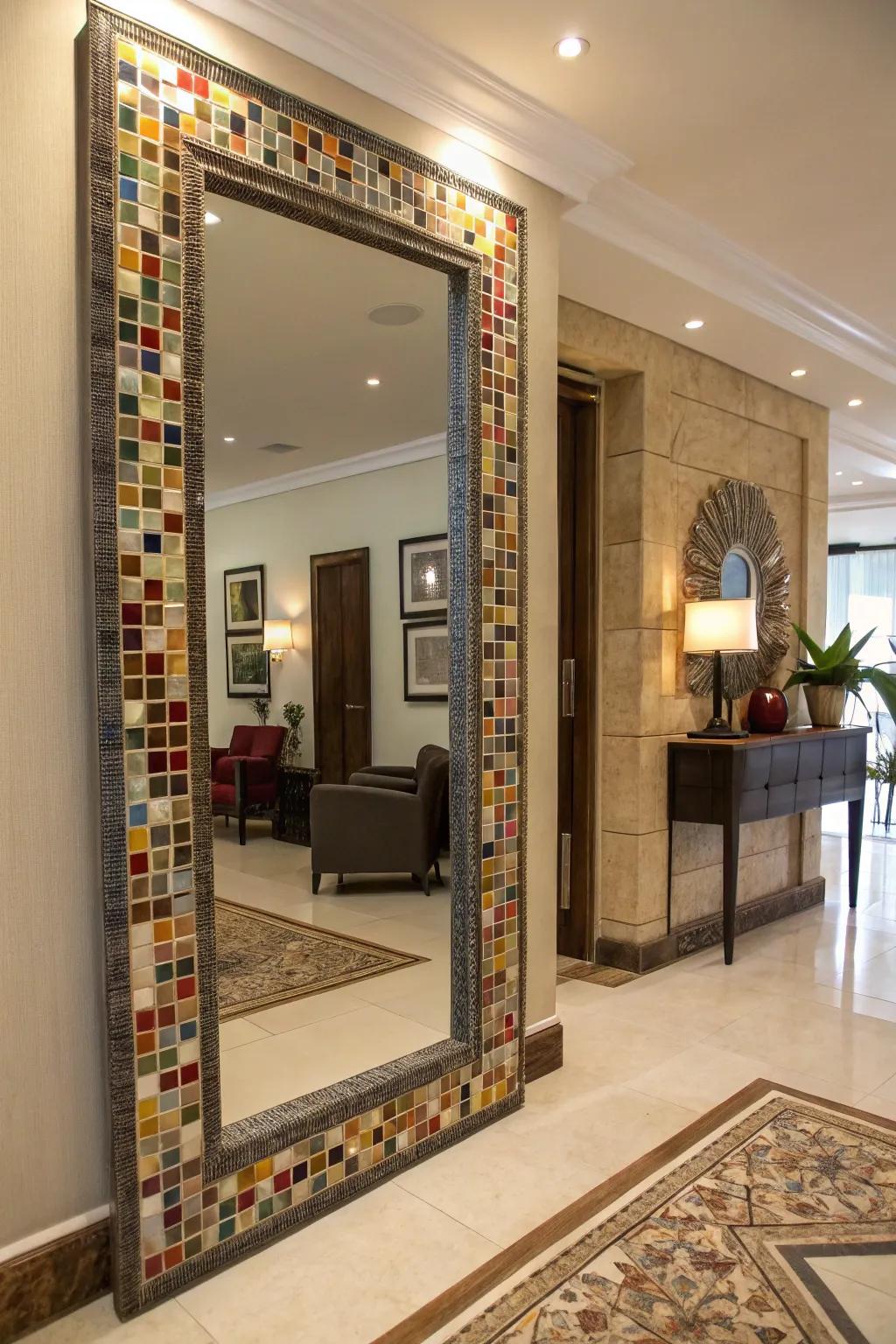 Mosaic designs proffer artistic flair.
