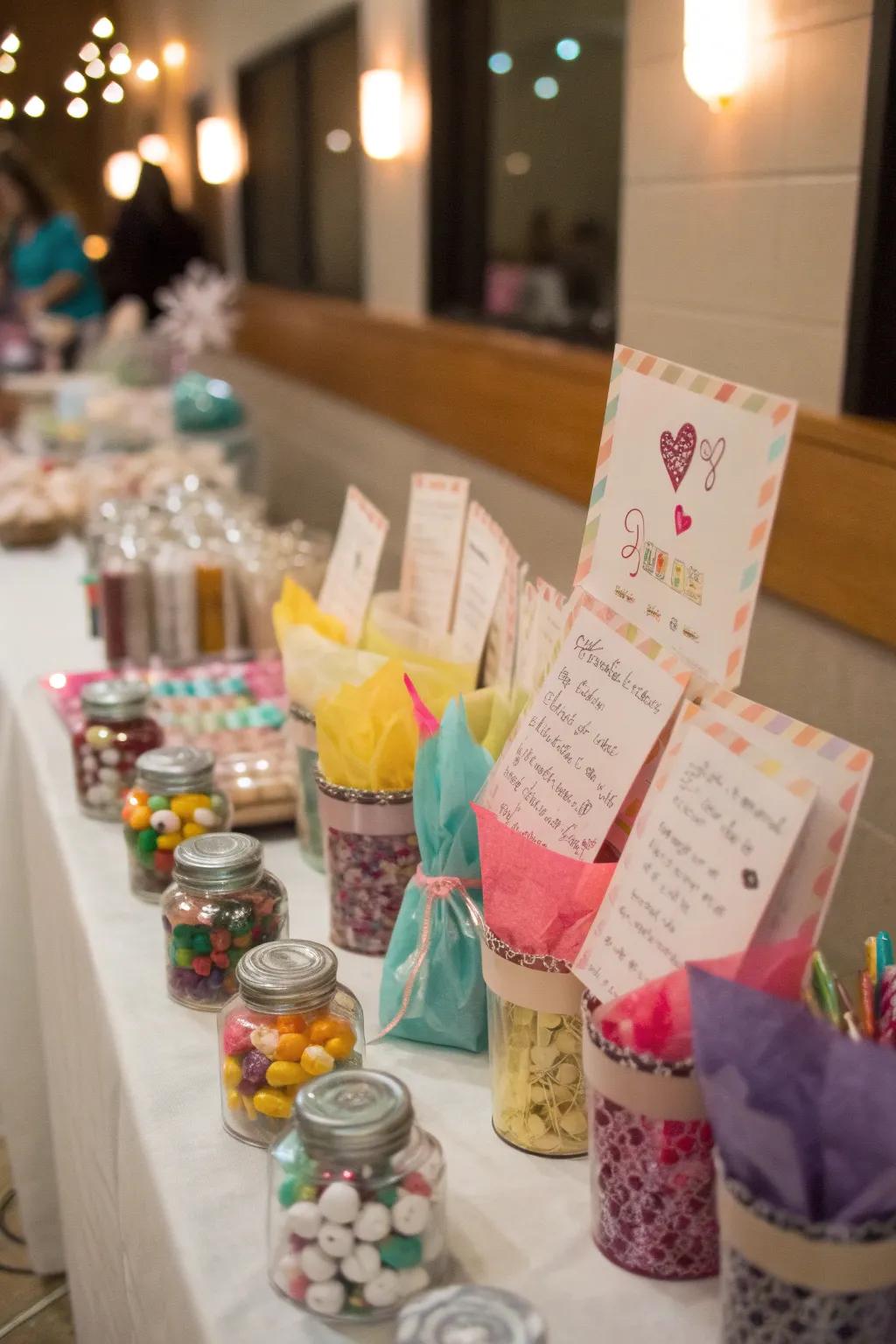 Personalized favors that include handwritten thank-you notes.