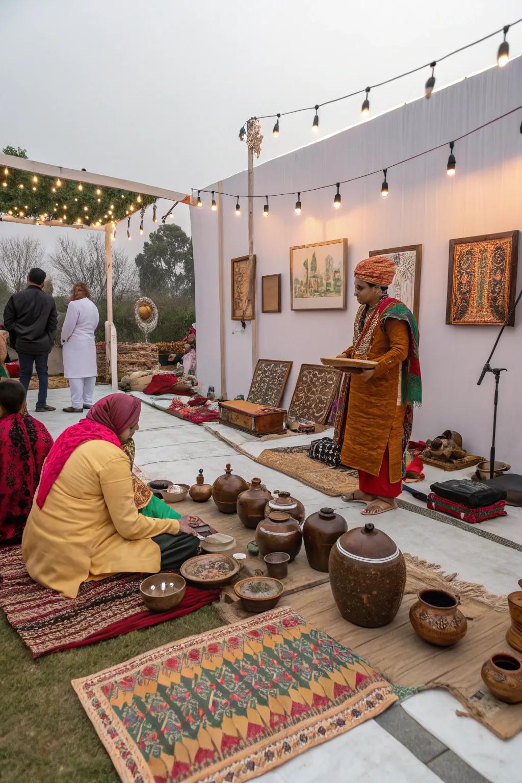A cultural showcase nook enriching the rice-feeding party immersion.
