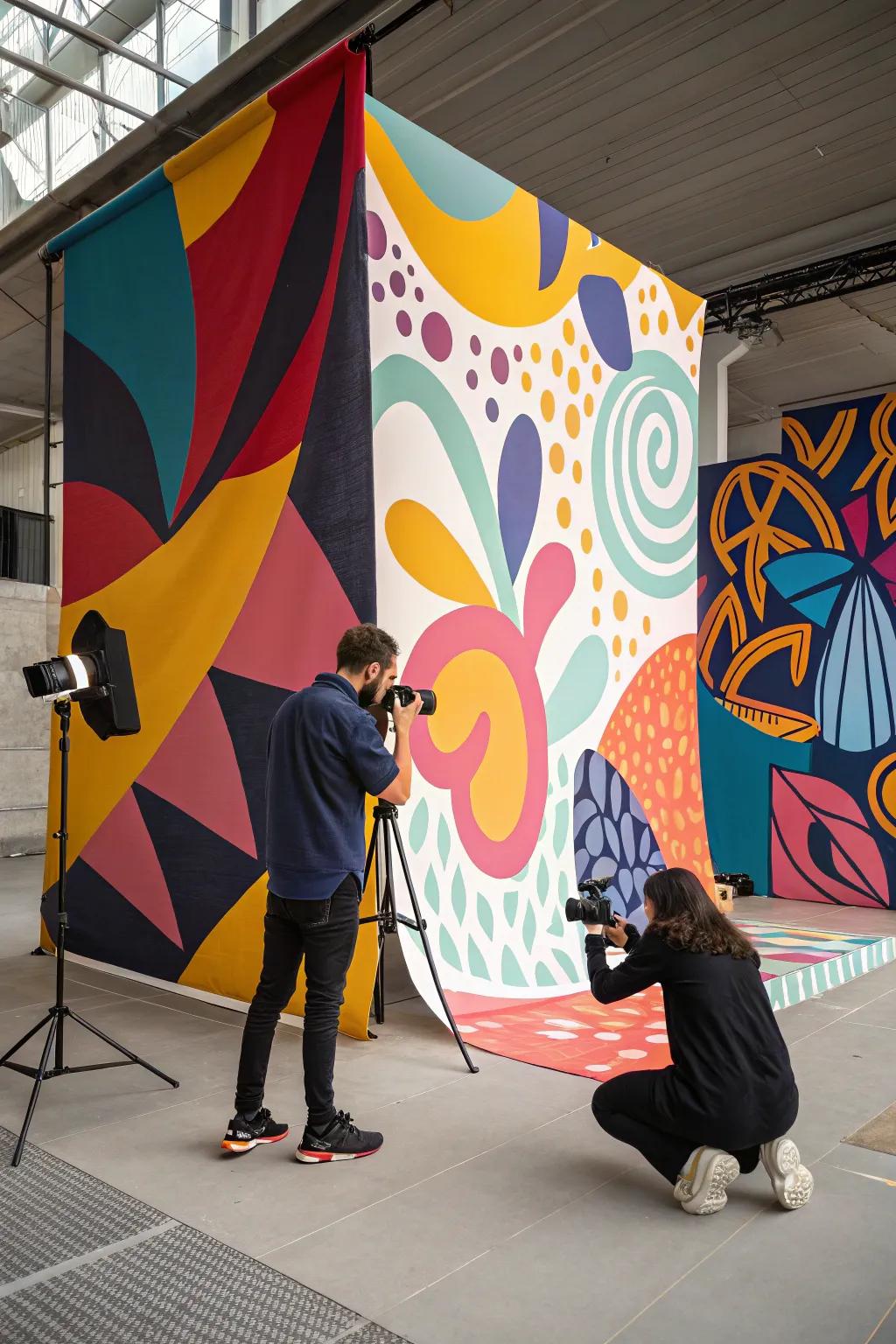 Create a splash with an abstract canvas backdrop.