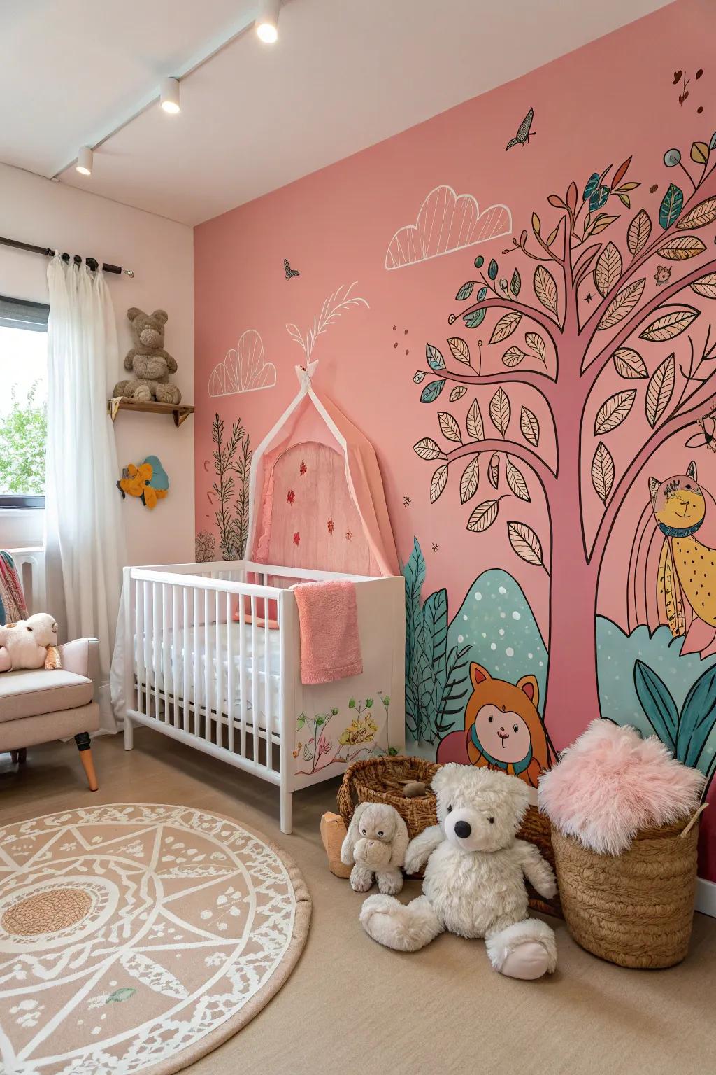 A nursery via an artistic effigy that functions as a compelling nucleus.