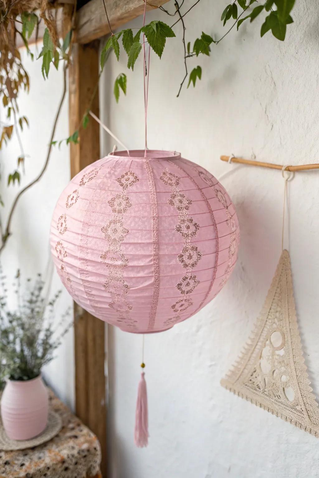 Brighten your area with the elegance of handmade blush paper globes.