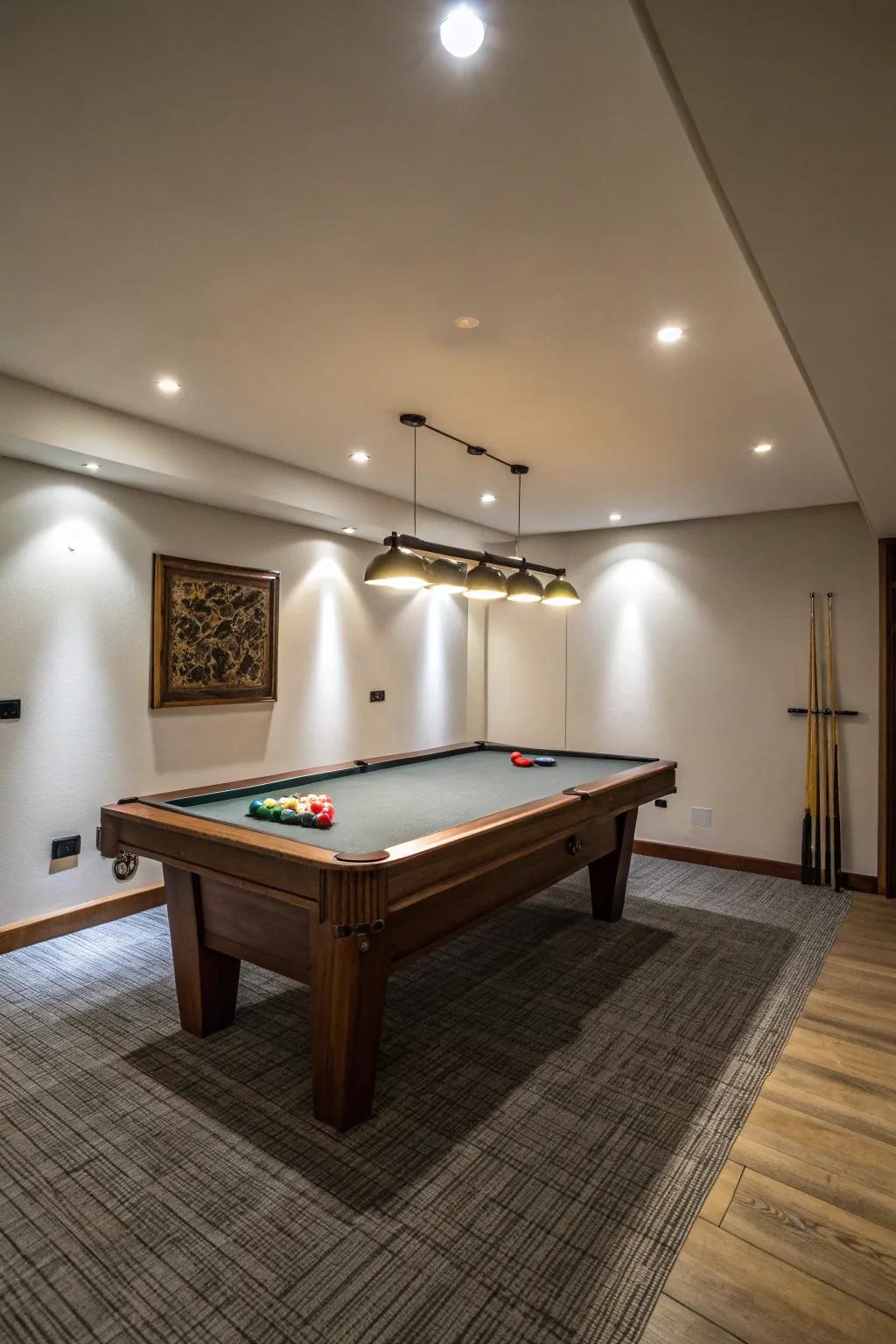 Inset lighting offers a streamlined and unobtrusive illumination in a small room.