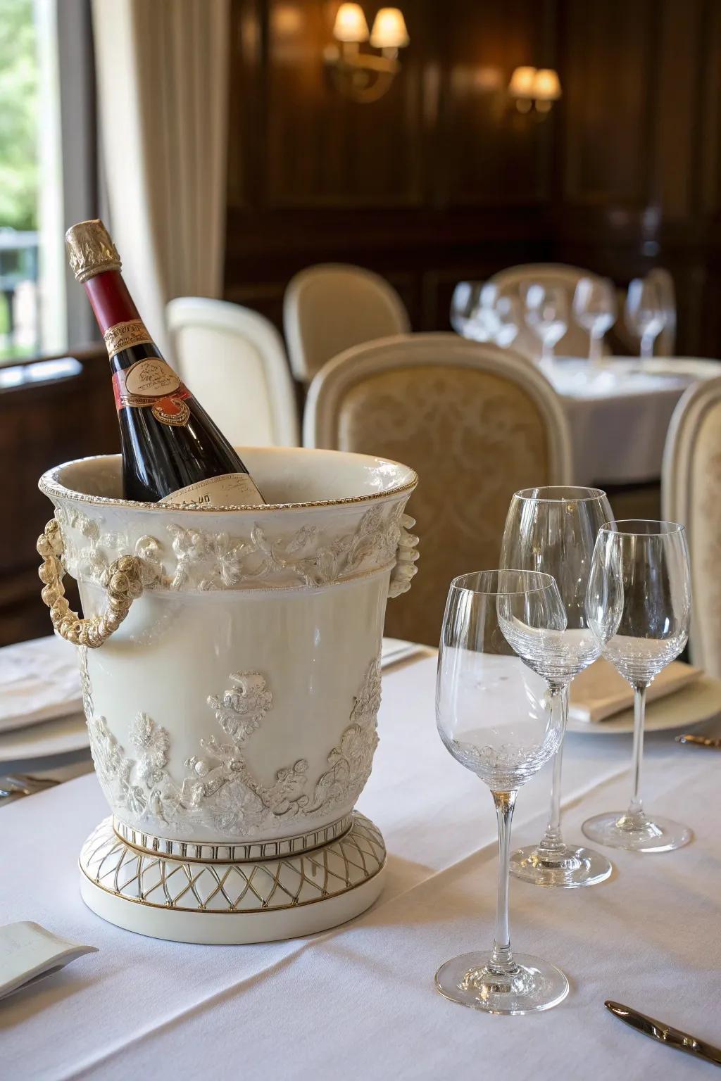 Present and keep wine at its best with a ceramic wine chiller.
