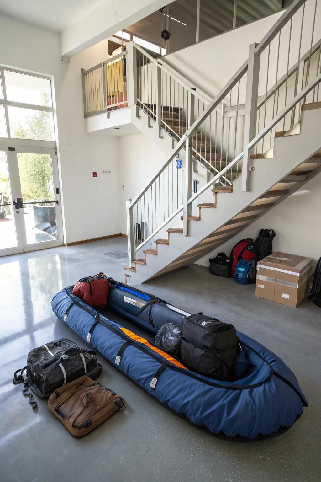 Under-step stowing is hidden and efficient.