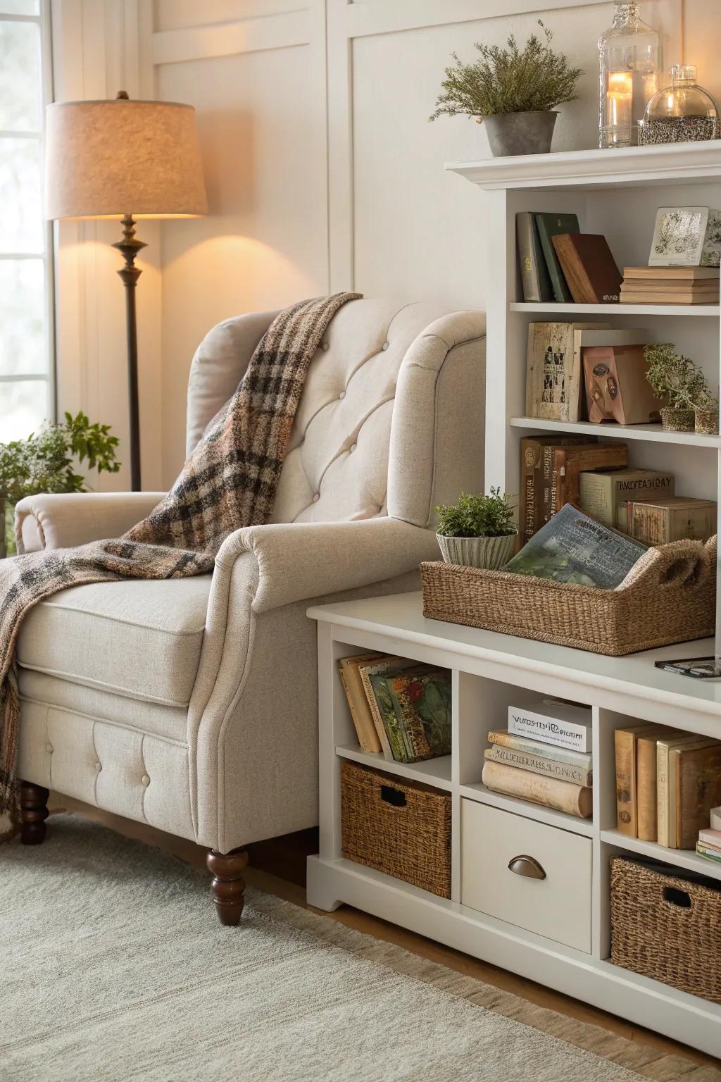 Functional furniture makes the nook more useful.