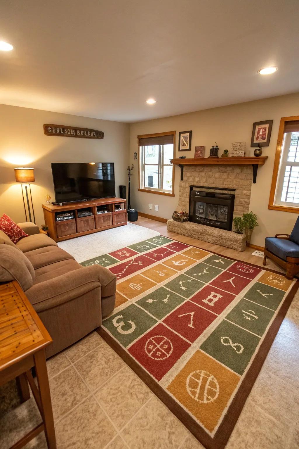 Floor coverings define spaces and add visual texture.