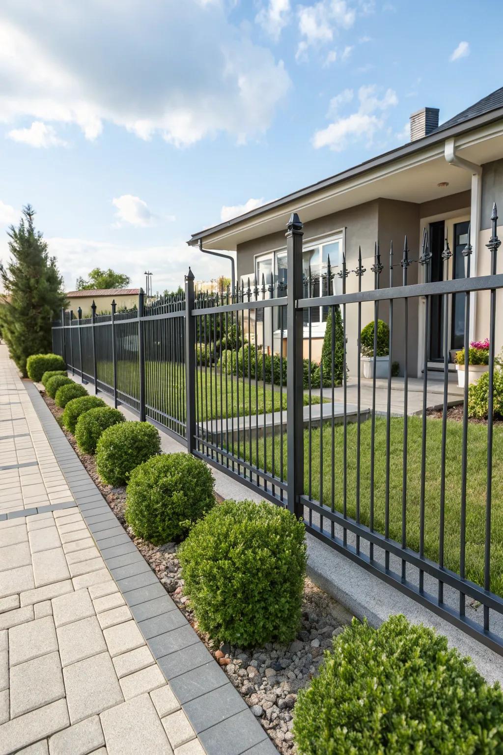 Aluminum fences with alternate spears provide a refined, classic appearance.