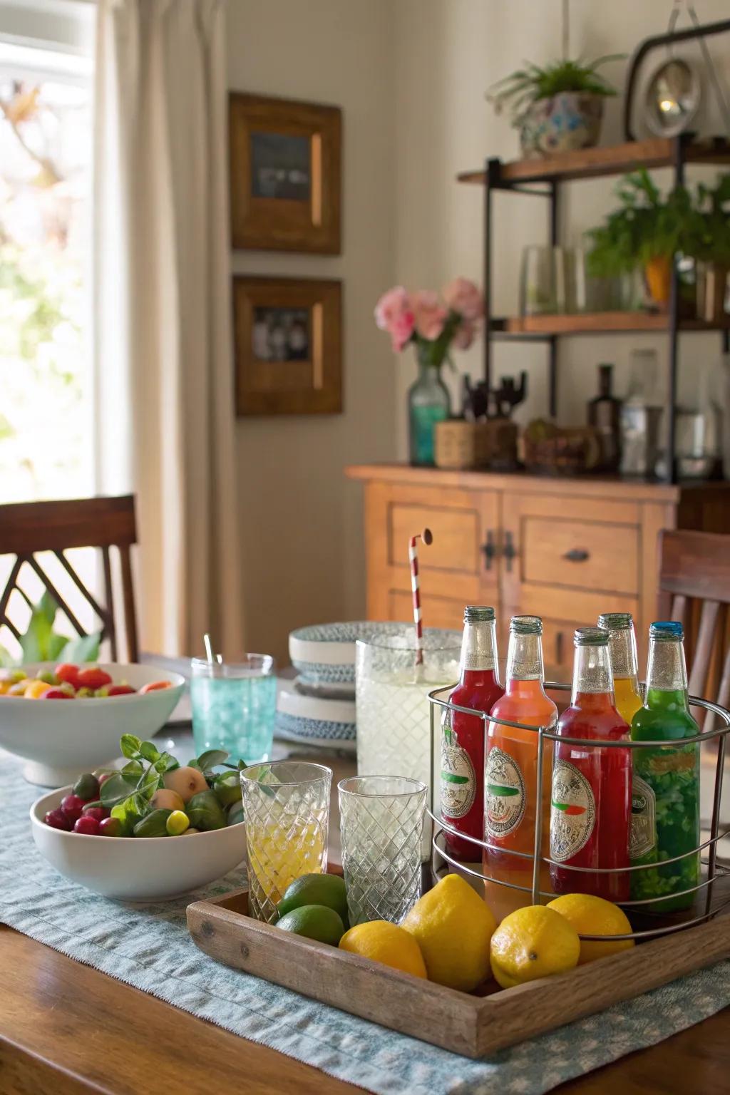 Inject a personal touch with a DIY beverage station for your visitors.