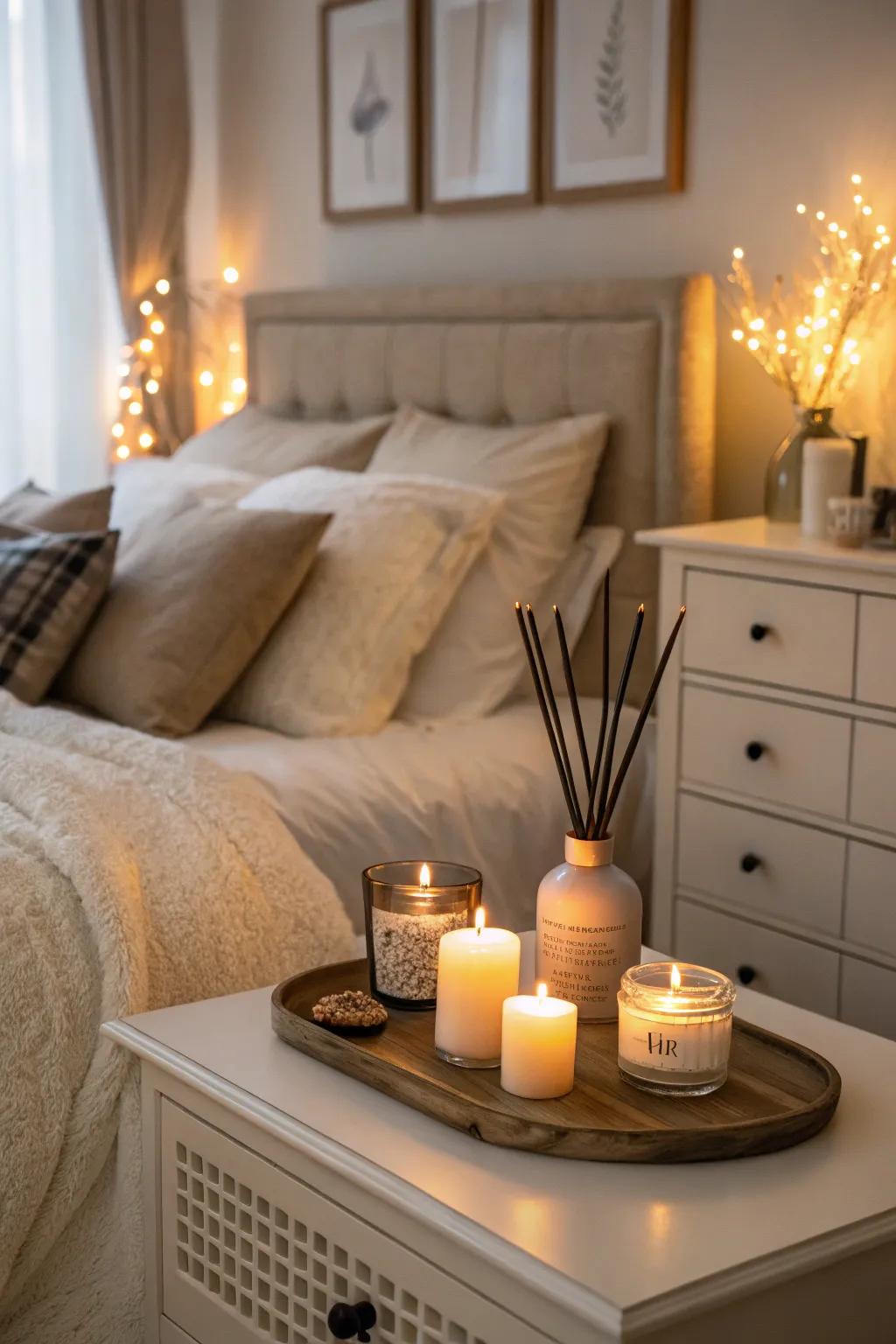 Romance is layered aromatically with scented elements.