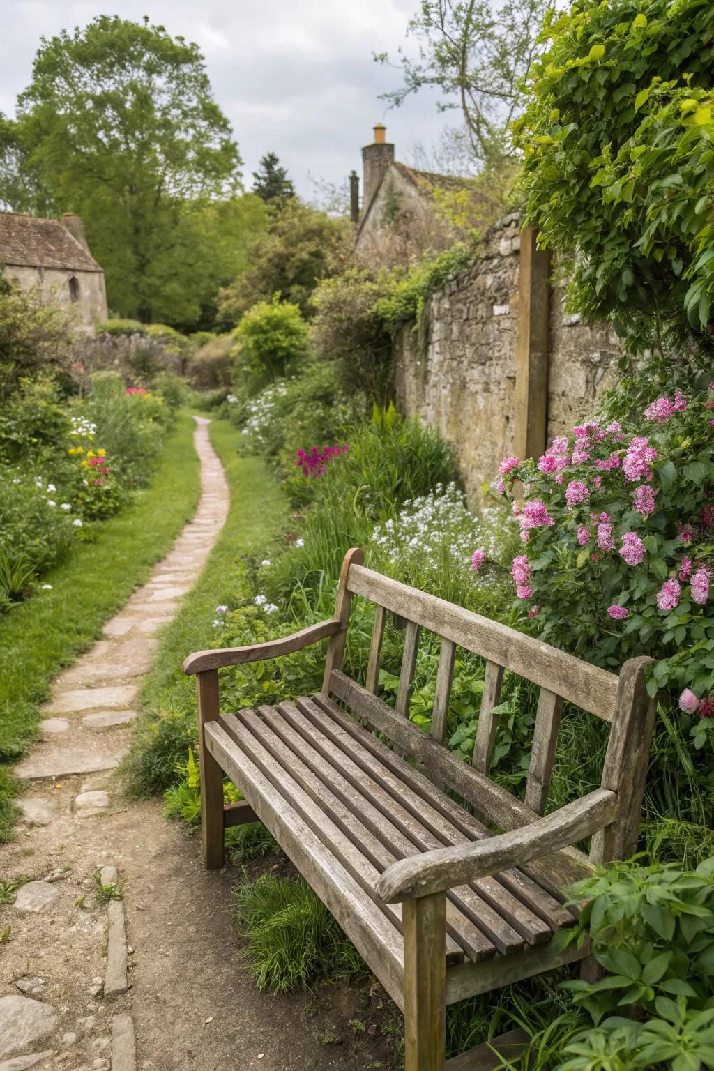 A garden seat crafted from character-rich reclaimed wood.