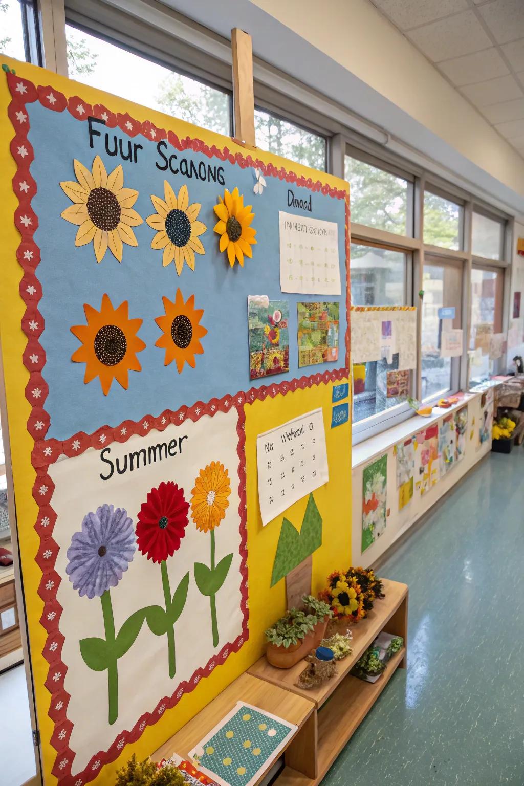 A display board exploring seasonal changes in nature.