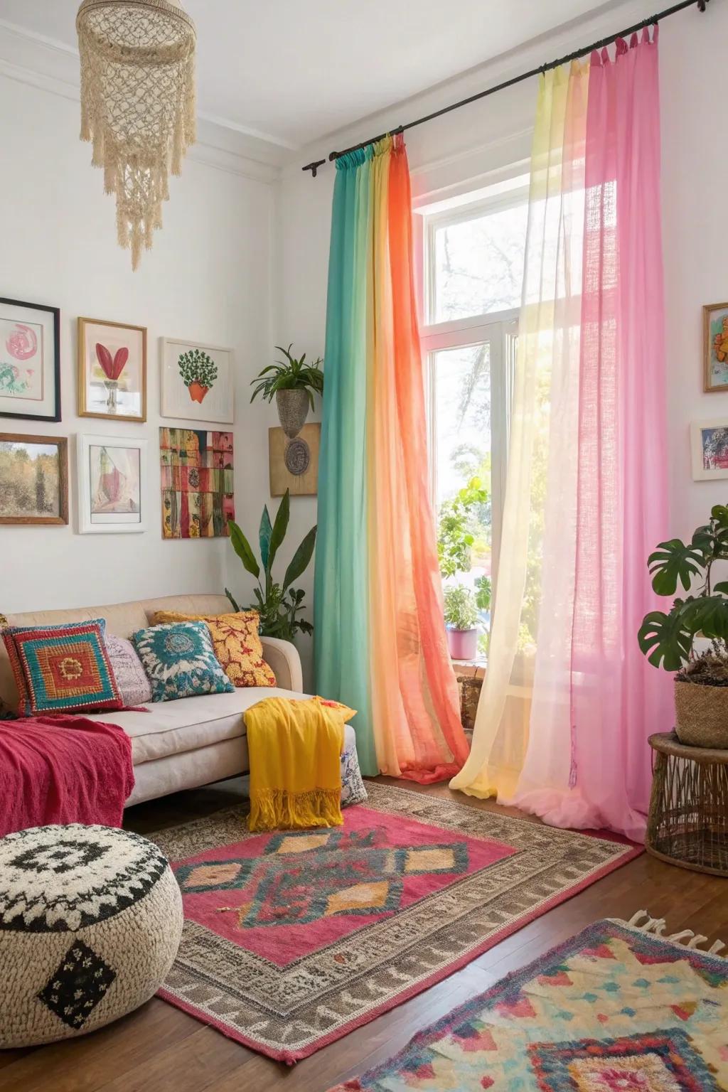 Colorful gossamer panels infuse vitality and act as a spirited focal element inside any space.
