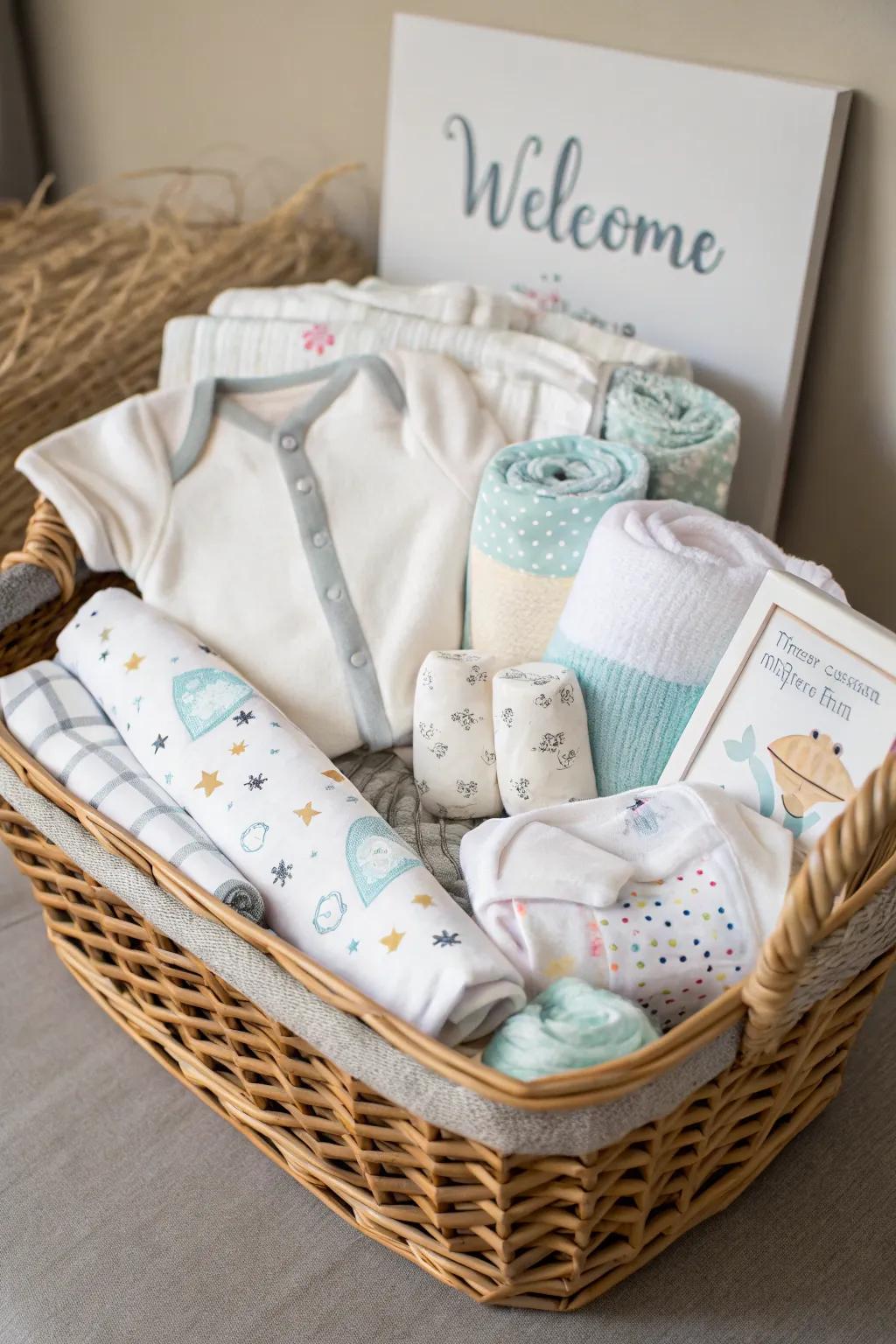 A welcoming hamper featuring essentials for a practical and thoughtful detail.