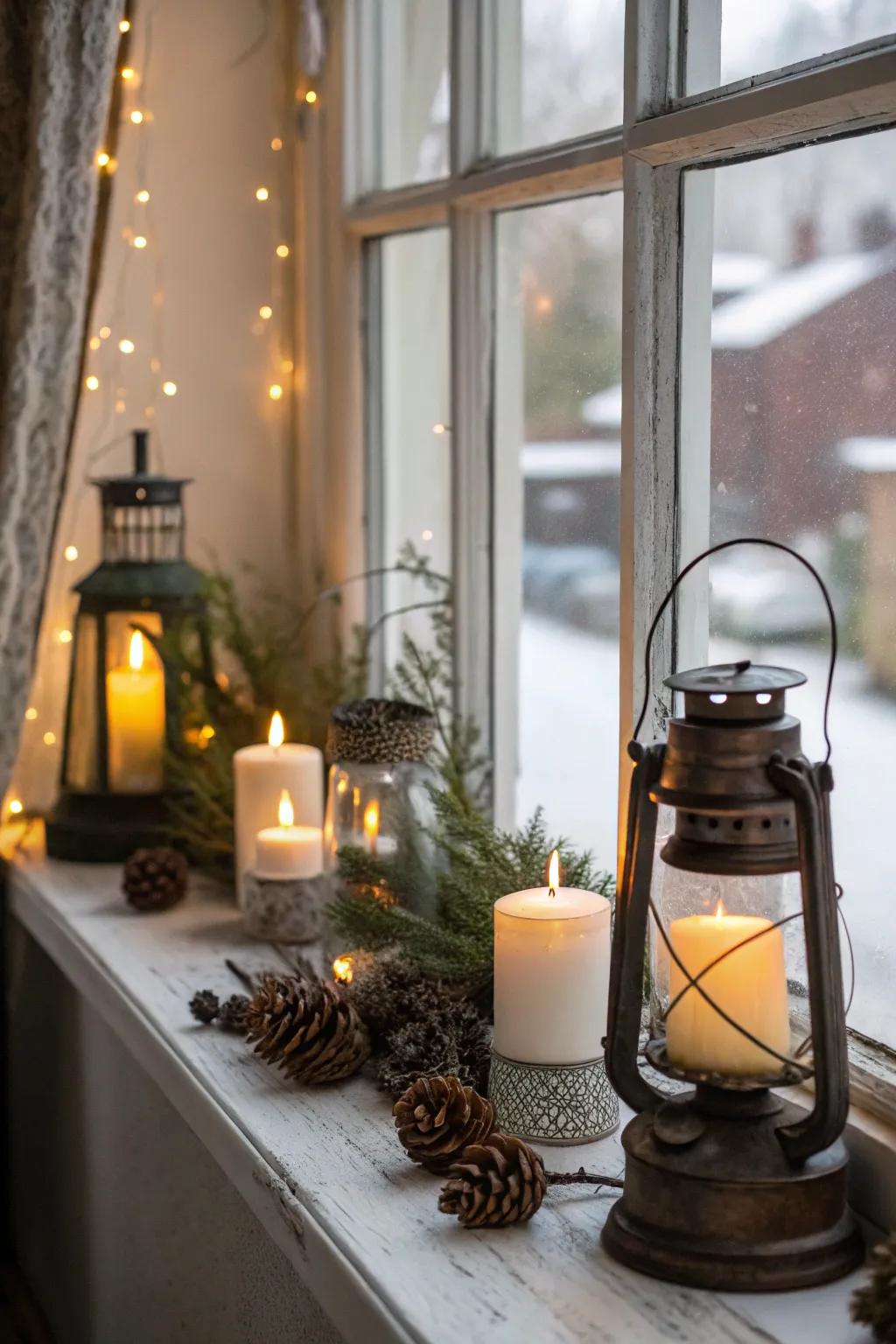 Classic torches provide a nostalgic glow for your window display.