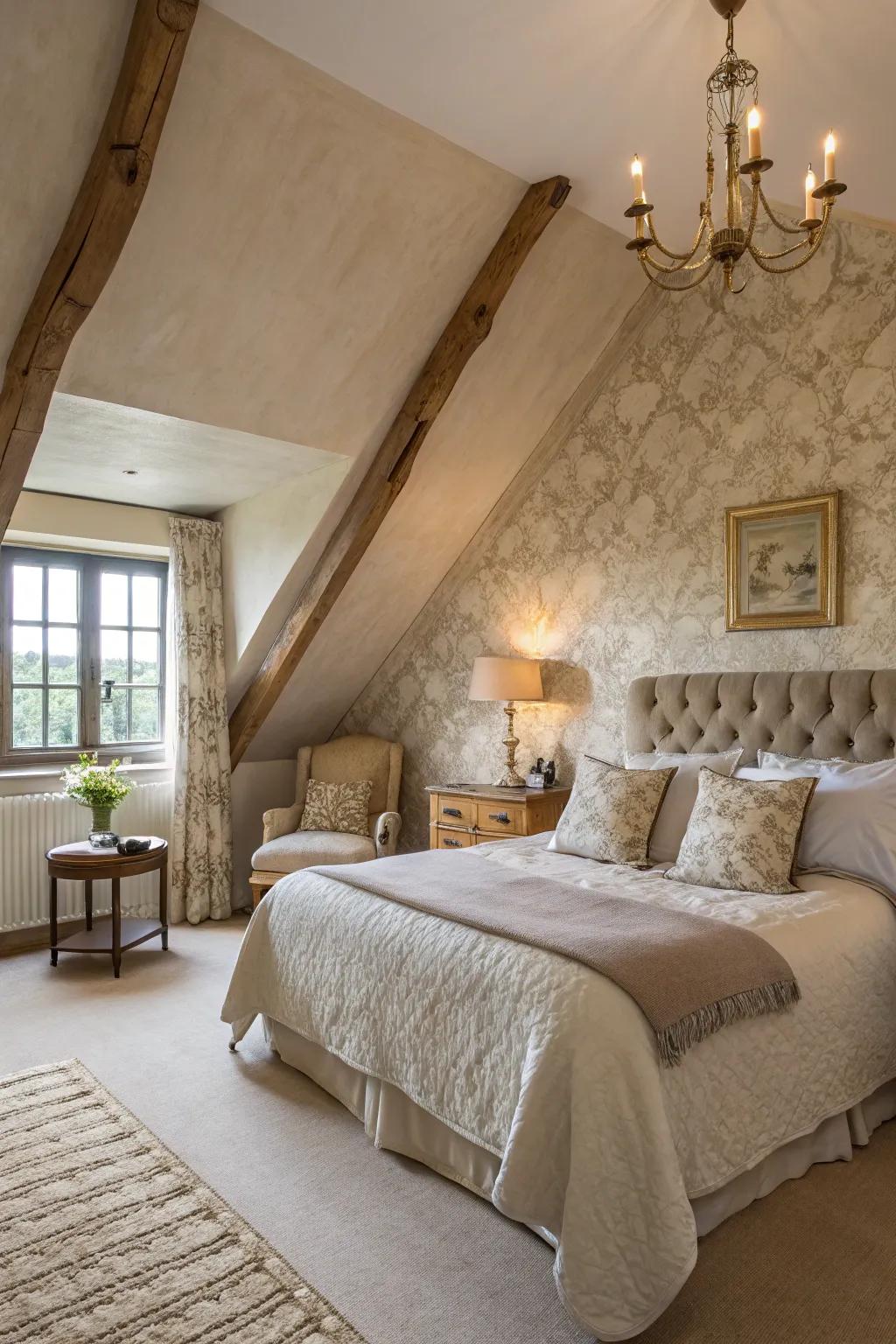 In this chic bedroom, textured paint gives depth and personality.