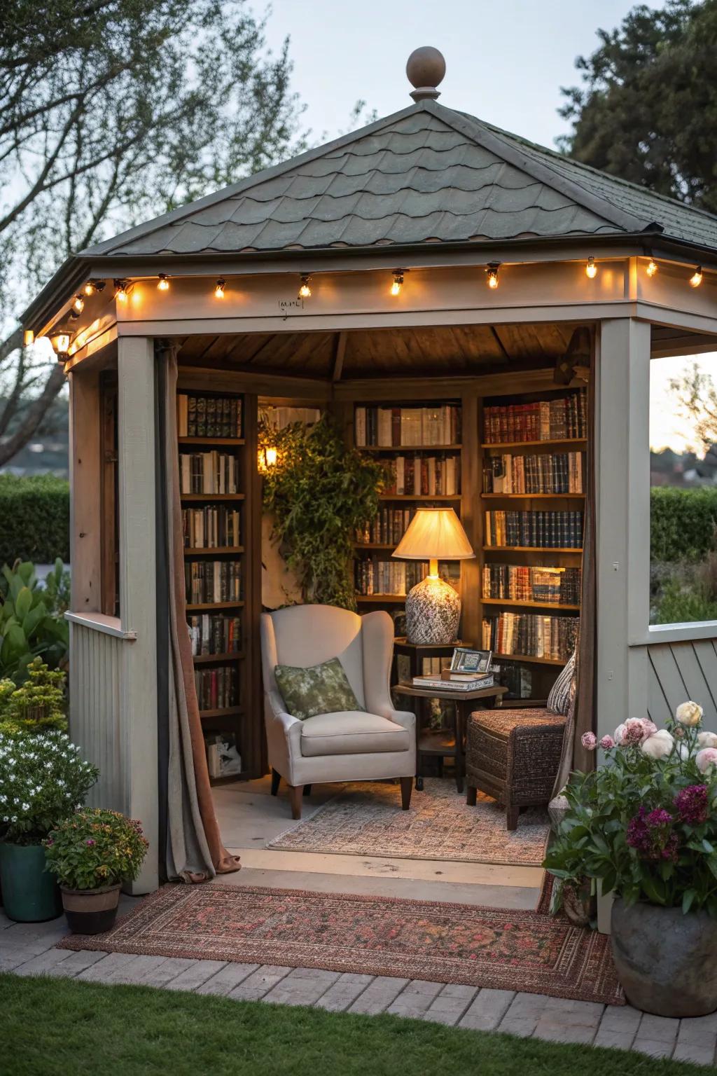 Craft a serene perusing nook in your shelter.