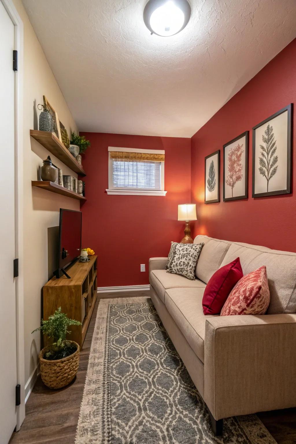 An accent wall adds character without overwhelming the space.