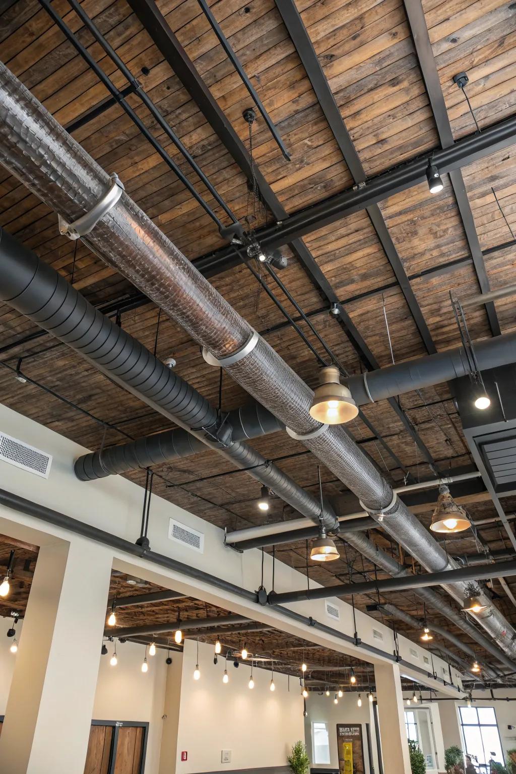 Industrial ceilings bring an edgy vibe.