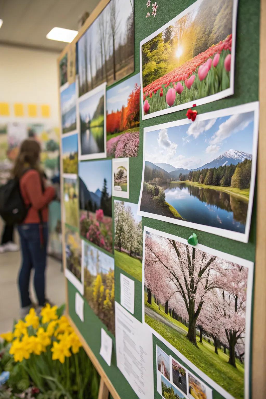 A photographic collage mood board showcasing exquisite spring natural vistas.