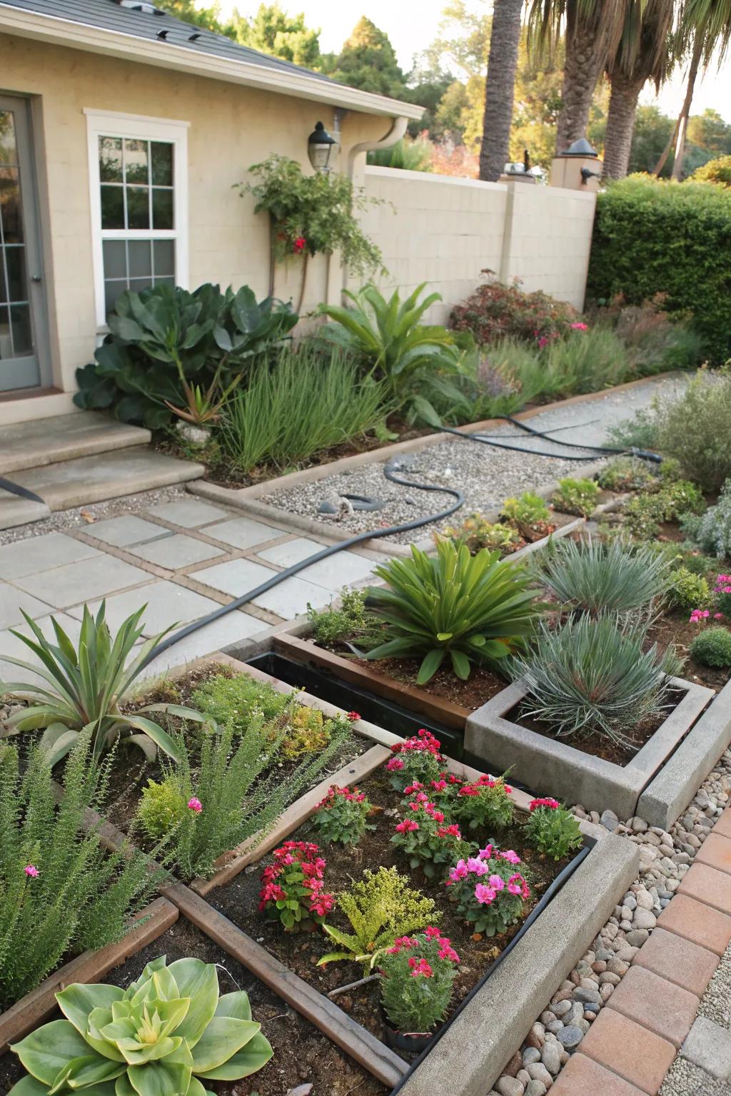 Plants grouped per their hydration needs for optimal growth.