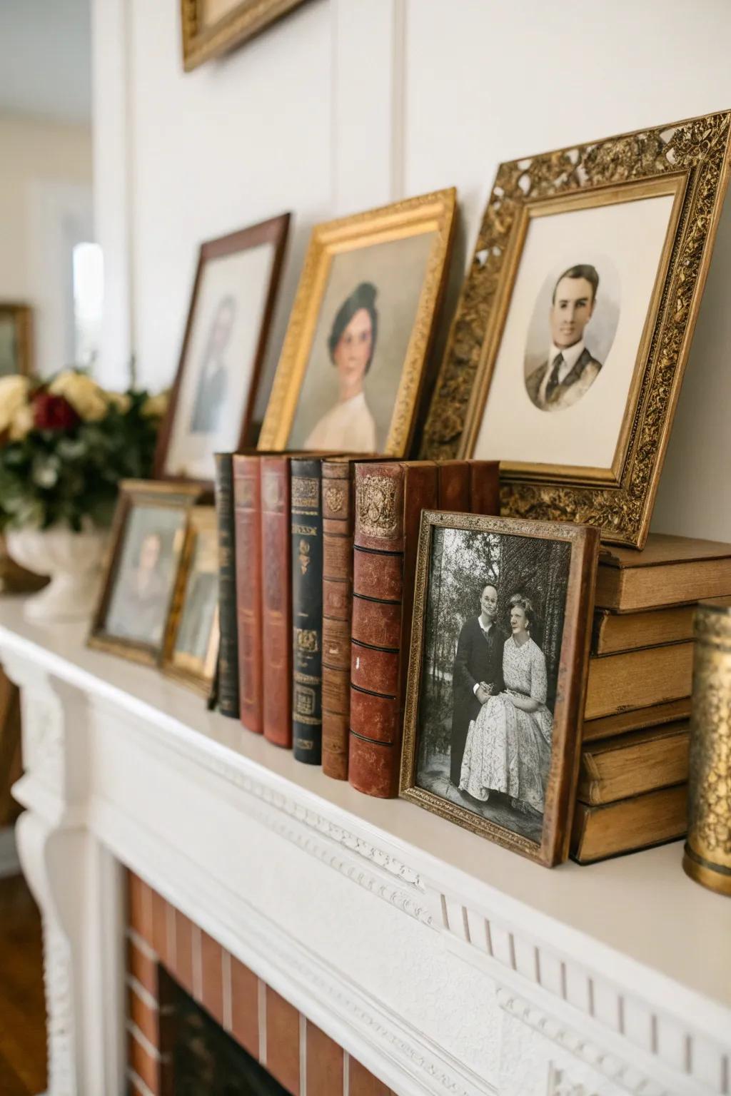 Vintage items lend character and charm to your spring mantel.