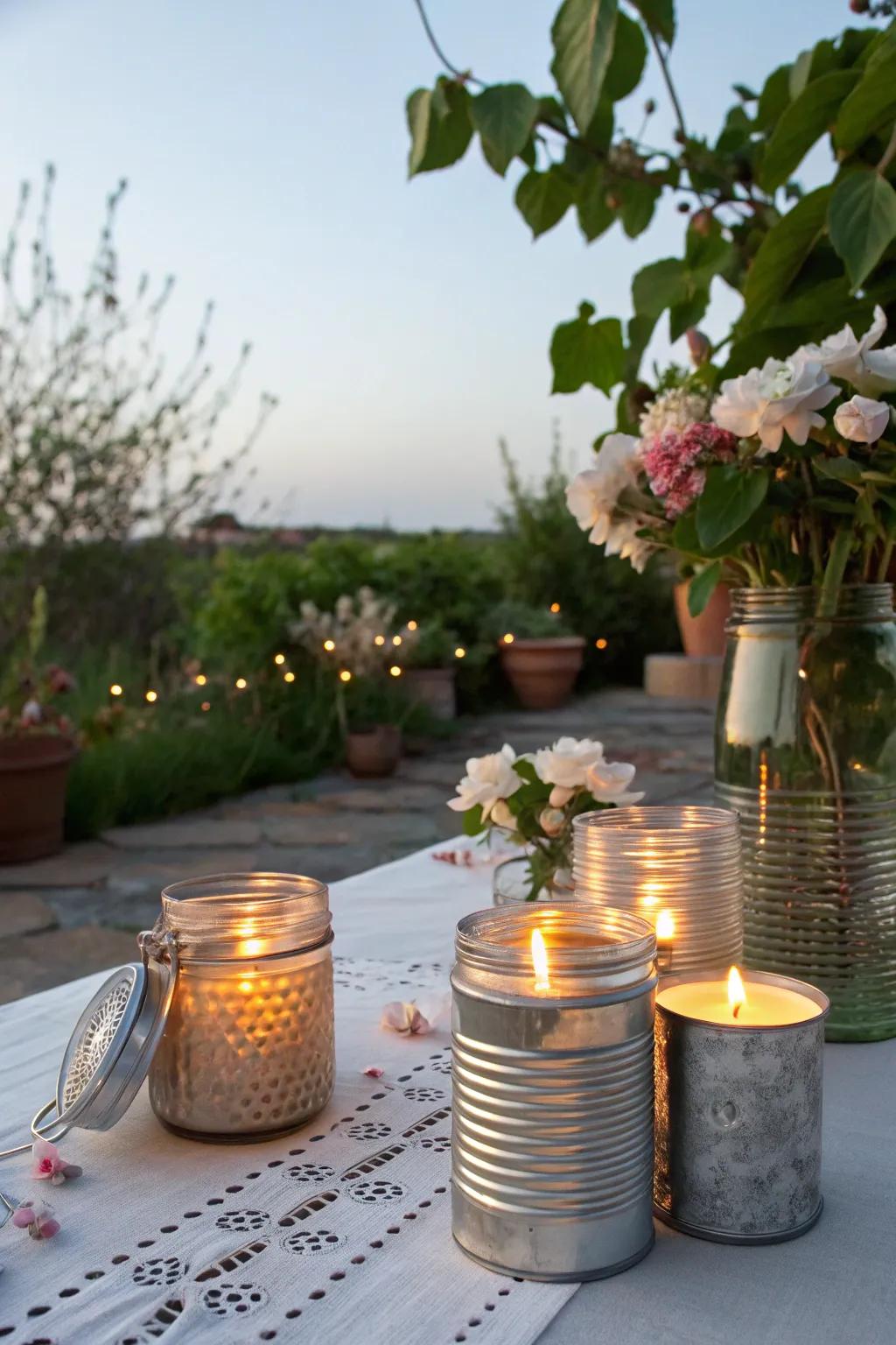 Handcrafted candle holders bring a warm and personal glow to the table.