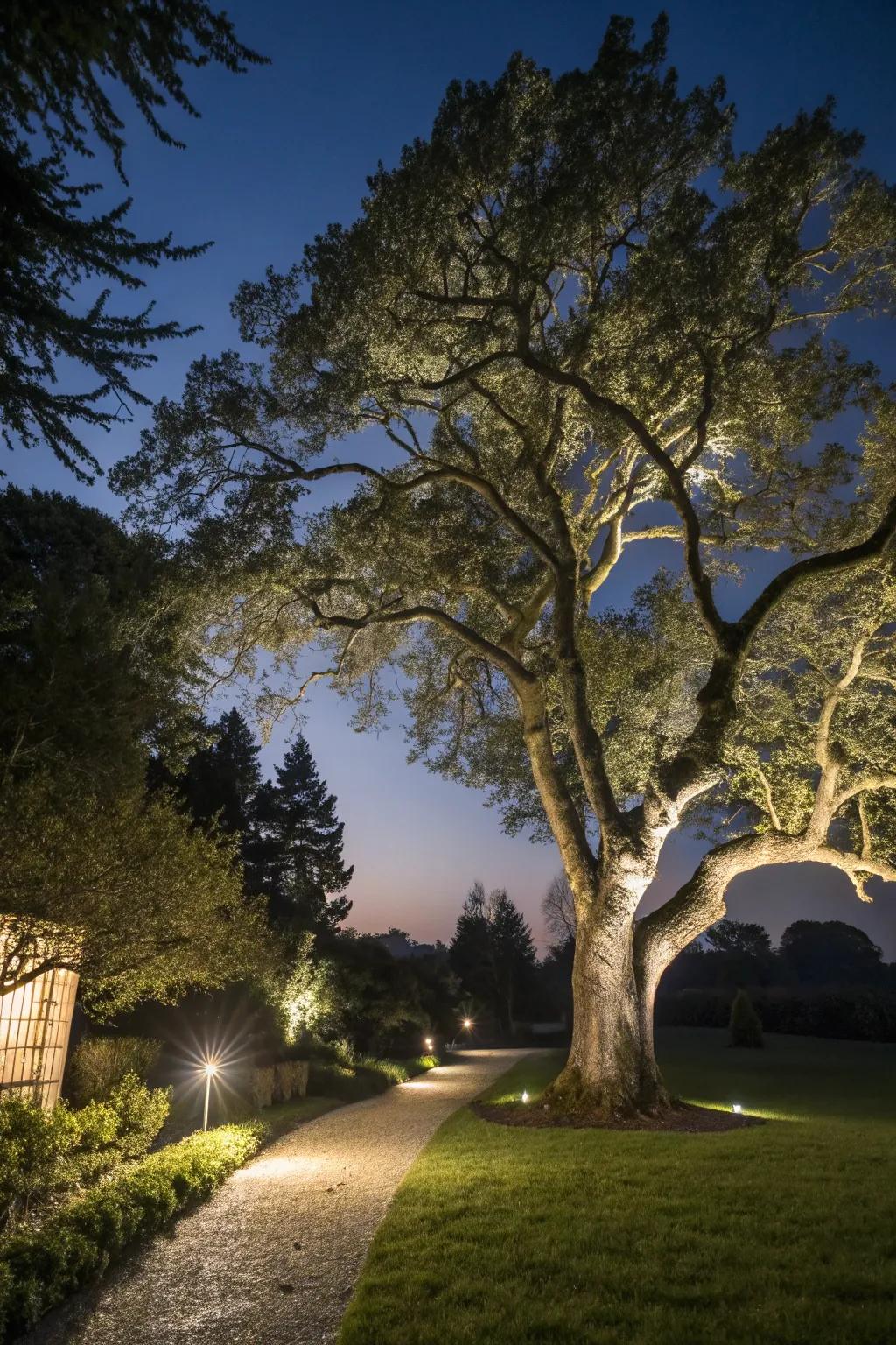 Beams transmute trees into breathtaking core points.