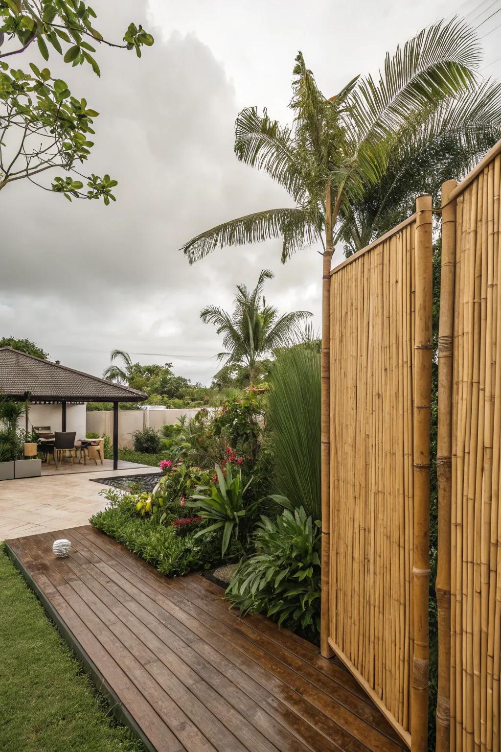 Bamboo appends an exotic sensation and elevates privacy.