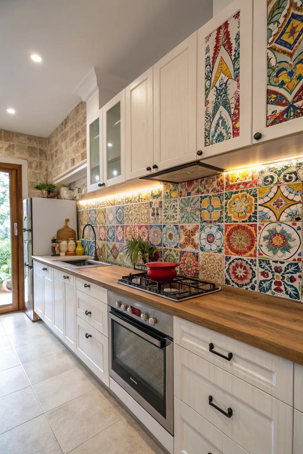 Design a gallery effect with artistic decorations.