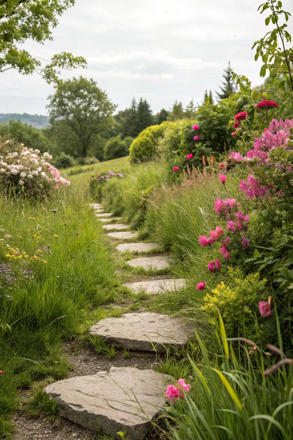 Walkway-pad paths present a casual and flexible approach to garden design.