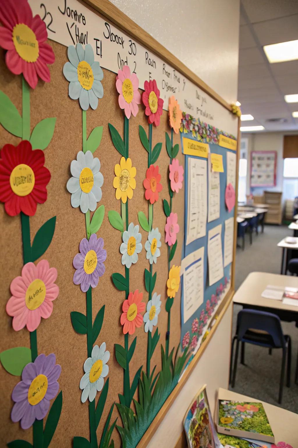 A Camaraderie Enclave display featuring material blossoms.