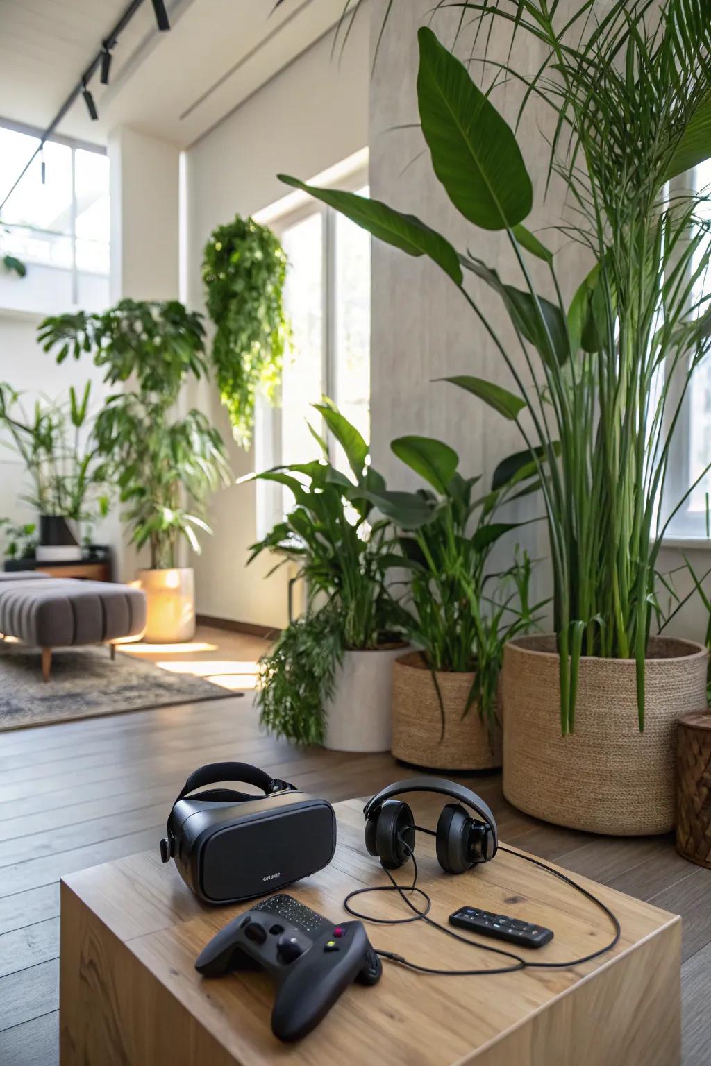 Equilibrate tech through nature via appending verdure.