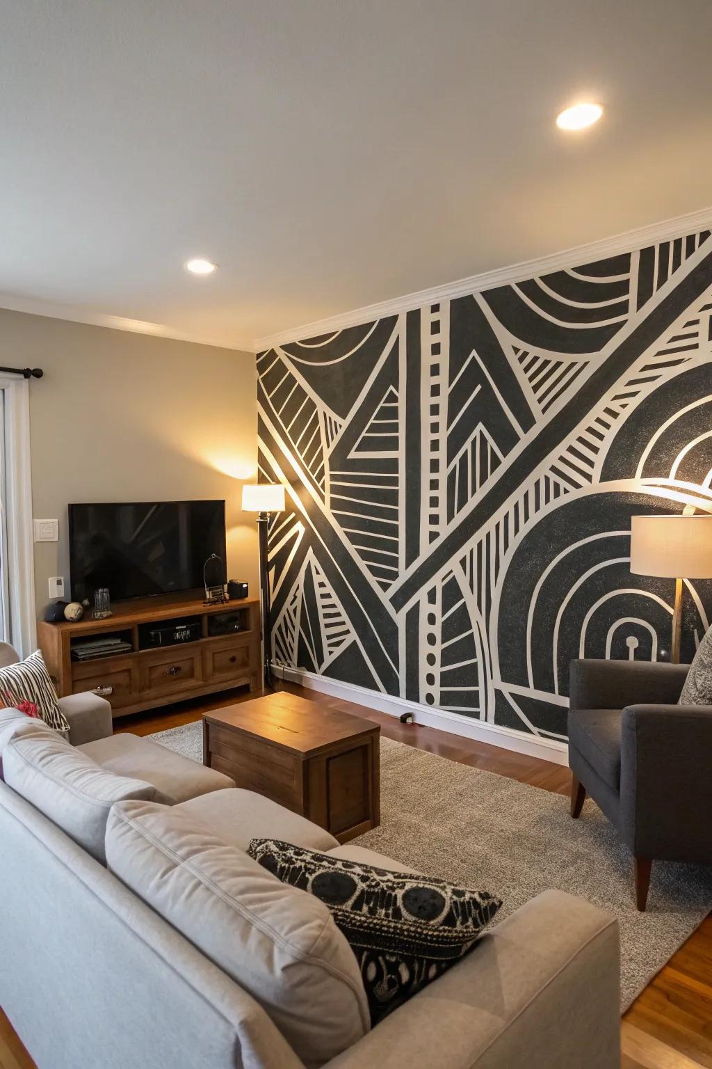 Embrace enduring elegance by using a grayscale mural.