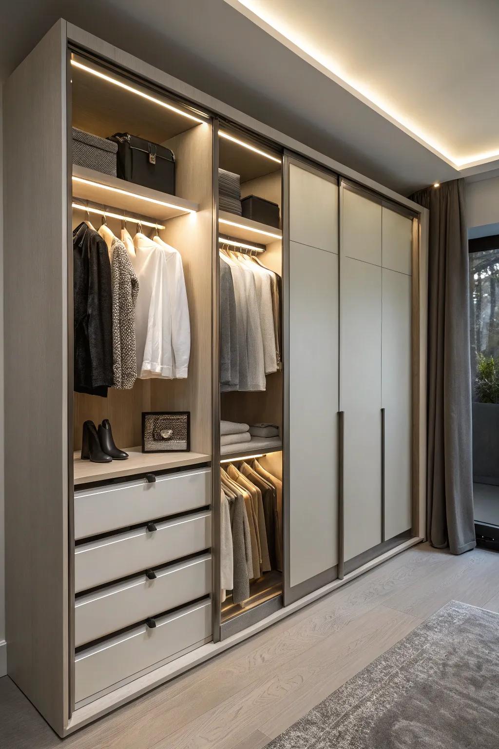 Hidden compartments offer discreet and efficient storage.
