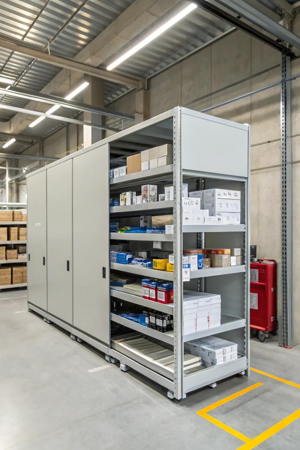 Sliding shelves provide accessibility in tight spaces.