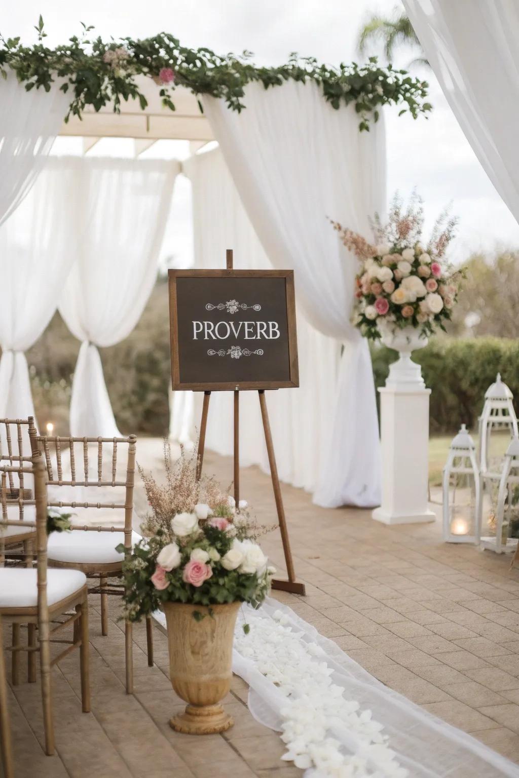 Timeless proverbs symbolize new beginnings in weddings.