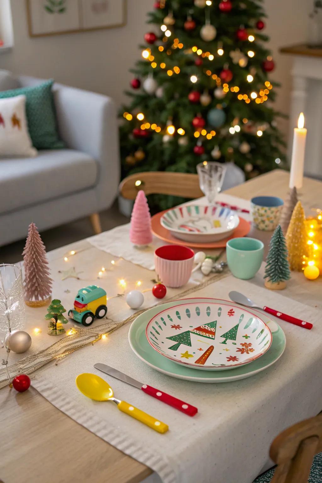 A playful and sophisticated table arrangement for the holiday season