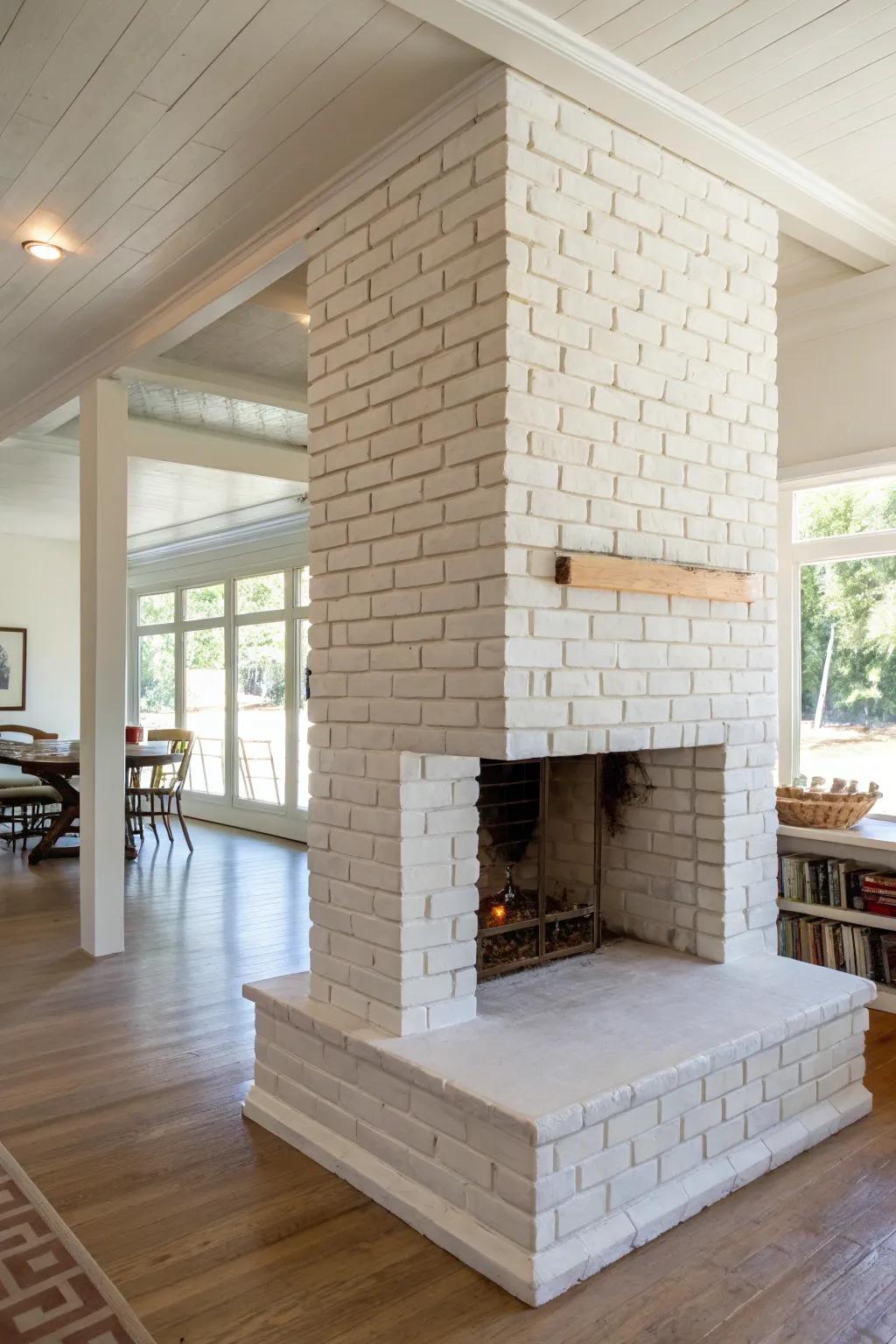 A central fireplace divides and enhances open-concept living.