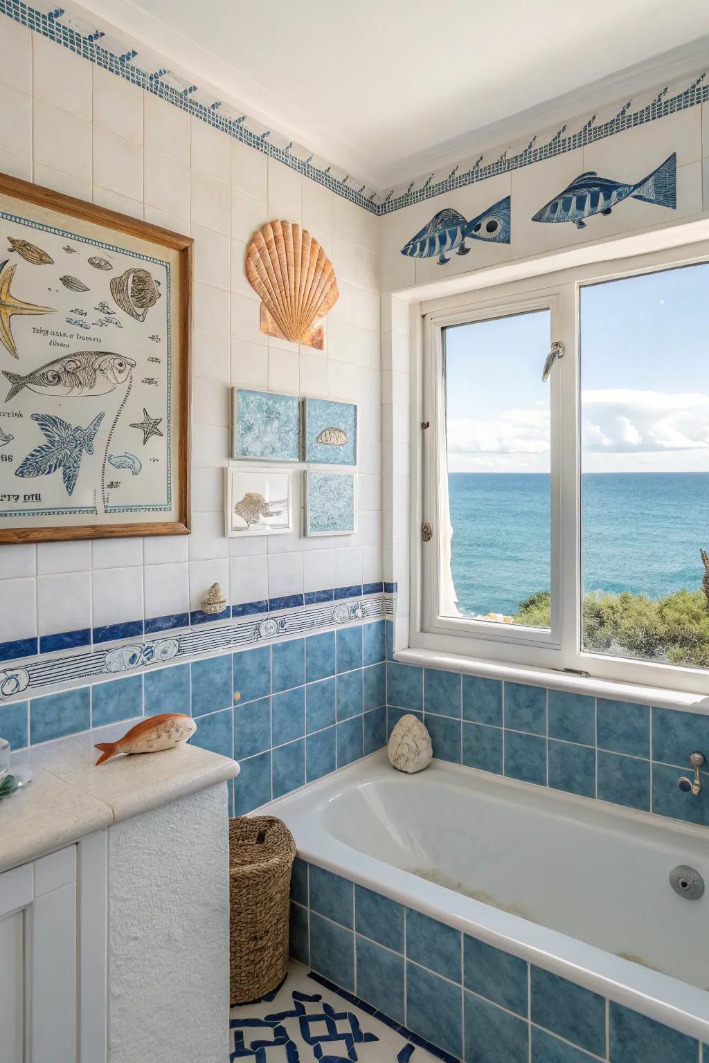 Shoreline craft reinforces the theme.