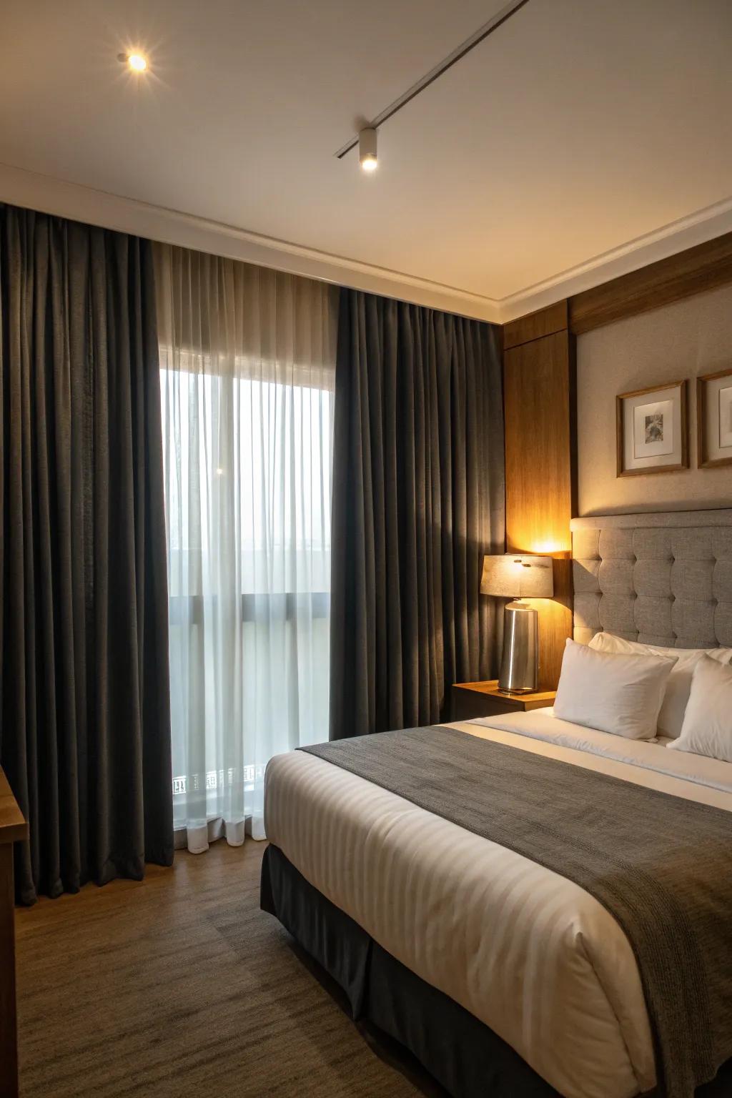 Darkness fabrics ensure a restful night by blocking light.