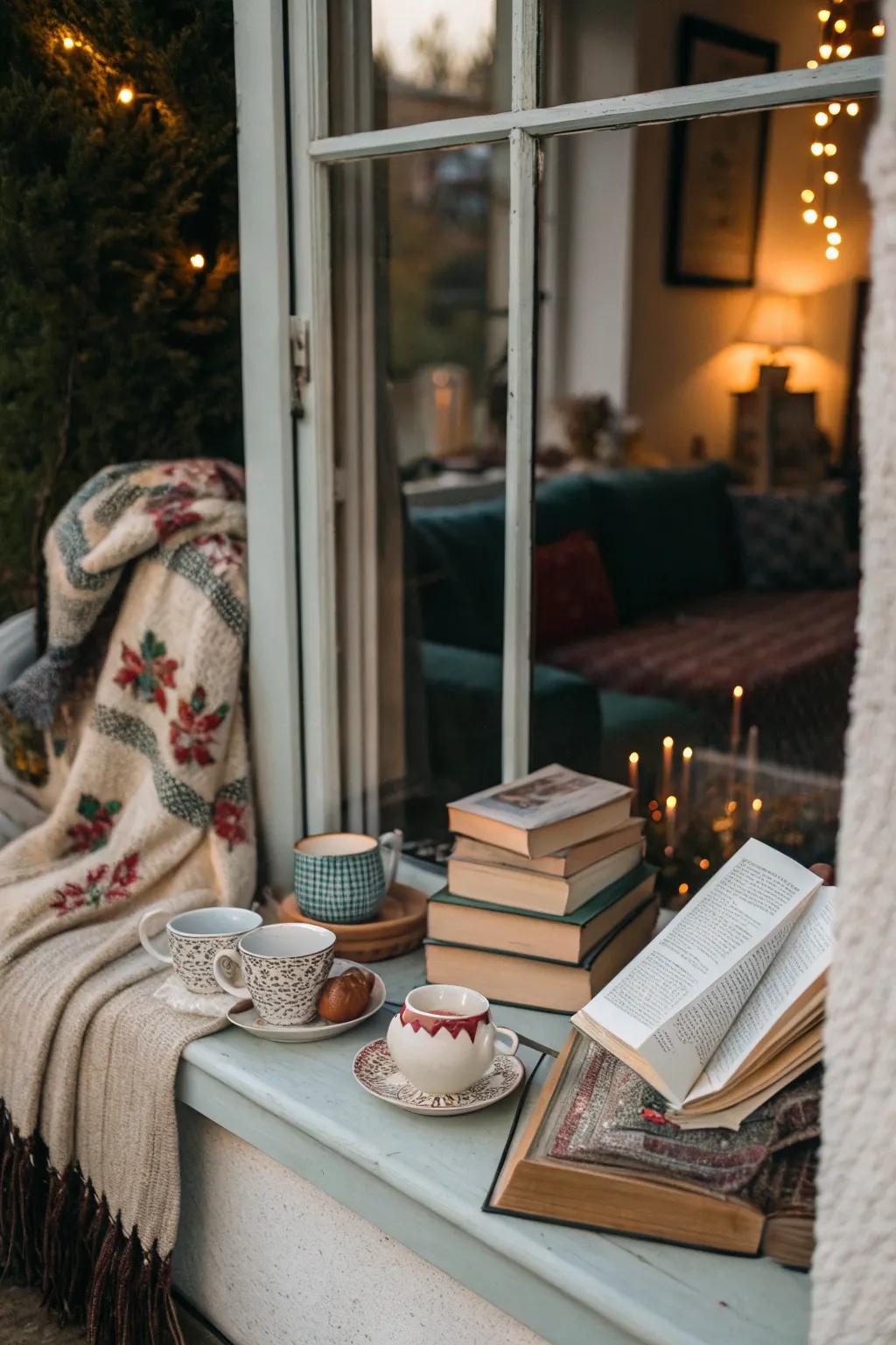 Everyday items craft a welcoming and relatable window setting.