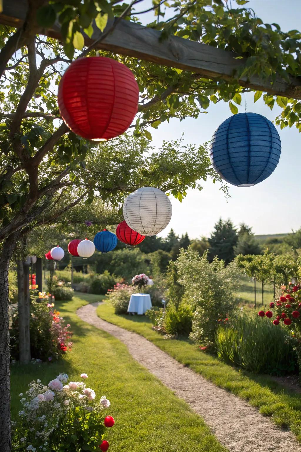 Ornamental lanterns contribute a welcoming and celebratory shimmer to your picnic setting.