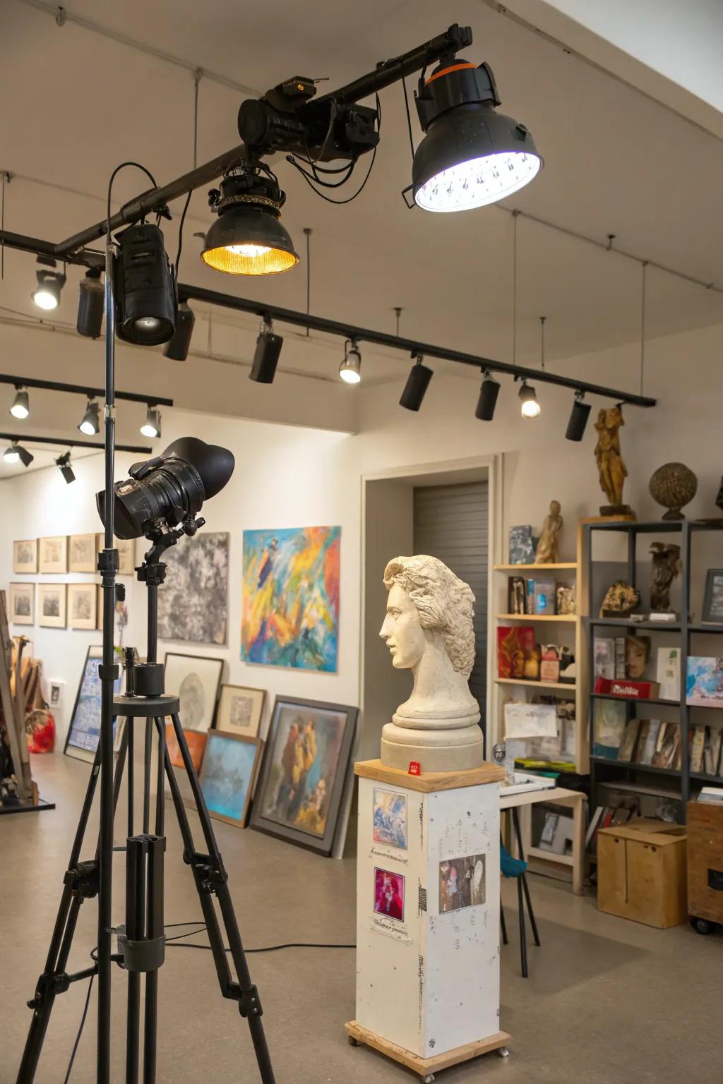 Track lighting shines a spotlight on your creative endeavors.