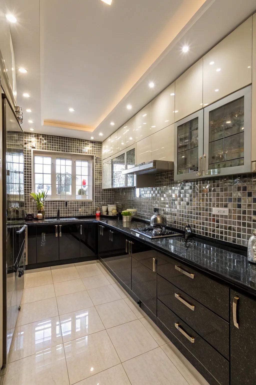 Reflection boards craft a sense of space and light in kitchens.